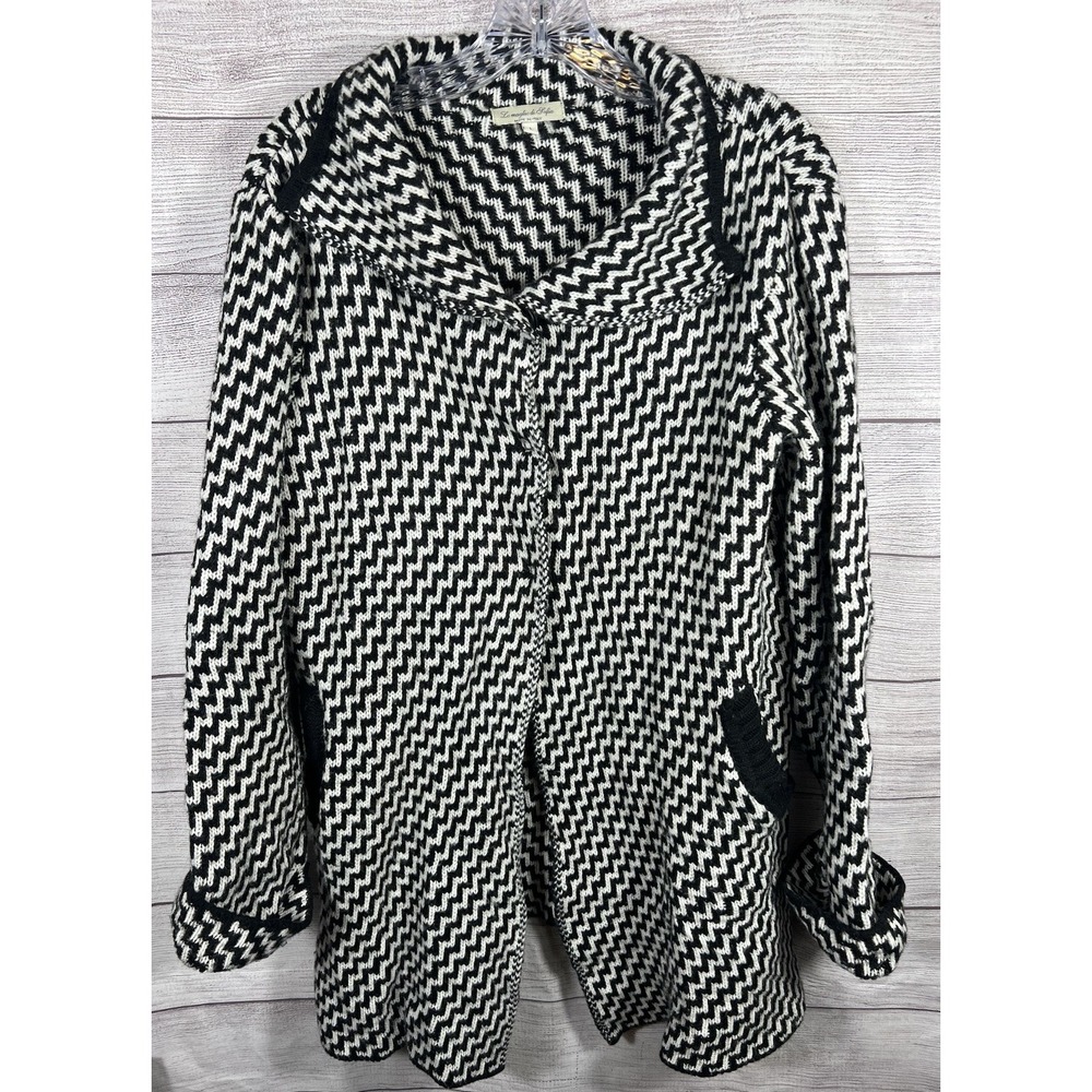 Le Maglie Di Sofia Womens Wool Acrylic Cardigan L Black Button Up Sweater